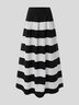 Striped Vintage Autumn Polyester Mid-weight Micro-Elasticity Formal Long A-Line Skirt for Women