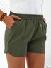 Vintage Plus Size Women Plain Pockets Casual Shorts