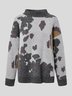 Women Casual Abstract Autumn Cocoon Daily Long sleeve Loose Crew Neck Regular Sweater