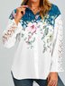 Loosen Floral Shirt Collar Long Sleeve Blouse