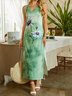Daisy Ombre/Tie-Dye Short Sleeve V Neck Casual Knitting Dress